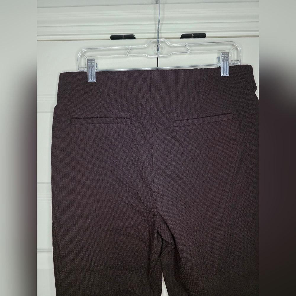 Chico's Womens Size 2 (L/12) Burgundy Black Ankle Pants Elastic Waist - Picture 3 of 15